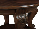 22'' Retro Round End Table,Solid Wood Sofa Side Table with Shelf,Living Room Corner Table Easy W1202P164015