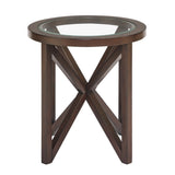 Modern simple coffee table, tempered coffee table solid wood base round transparent W1781P146773