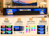 High Gloss TV Stand with RGB LED Lights, 61.4" x 13.8" x 15.7", MDF UV 13779734