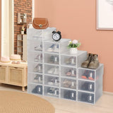 ZNTS Shoe Storage Boxes 18 Pack Clear Plastic Stackable - White 71099697