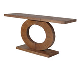 53.2in Modern Minimalist Wooden Console Table Circular Base Wooden Console Table Elegant W2729P270750