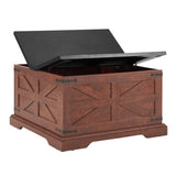 Farmhouse Coffee Table, Square Wood Table with Large Hidden Storage Compartment for Living Room, W2275P148554