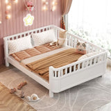 Full Size Wood Platform Bed for Kids, Wood Low Profile Full Bed with Rails for Girls and Boys, W2593P233767