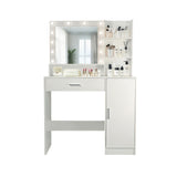 Vanity Desk with Mirror and Lights, Makeup Vanity with Drawer & Storage Cabinet, 3 Lighting Modes W3204P300592