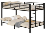 Black Twin Bunk Bed Square Tube High Guardrail Side Ladder Opening Iron Bed 85462110