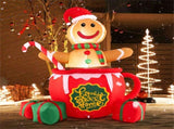 7ft Inflatable Gingerbread Man - Built-in LED Lights, Candy CaneHot Cocoa Mug Design, Multi-Color 84841295