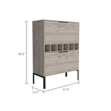 Lyrata Bar Cabinet, Six Built-in Wine Rack, Double Door -Light Gray B20091938