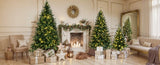 8FT, 6FT, 4FT Pre-Lit Green Pine Artificial Christmas Tree, Set of 3 Hinged Xmas Trees with 820 N704P198464F