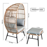 Outdoor Garden Wicker Egg And Footstool Patio Chaise, With Cushions, Outdoor Indoor Basket W2337P151815