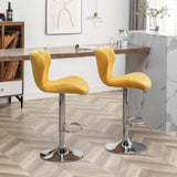 Ellston Upholstered Adjustable Swivel Barstools in Yellow, Set of 2 T2574P165087