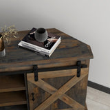 66 inch Corner TV Stand for TVs up to 80 inches, No Assembly Required, Barnwood Finish GL-B108P160160