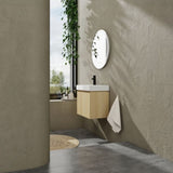 24 Inch Bathroom Vanity with Ceramic Basin, Wall Mounted Floating Vanity Sink Combo, Wooden Storage W1972P190341