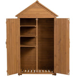 ZNTS 39.56"L x 22.04"W x 68.89"H Outdoor Storage Cabinet Garden Wood Tool Shed Outside Wooden Closet with 38532261