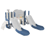 ZNTS Kids Slide Playset Structure 7 in 1, Freestanding Spaceship Set with Slide, Arch Tunnel, Ring Toss PP322884AAC