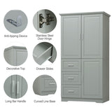 ZNTS Tall and Wide Storage Cabinet with Doors for Bathroom/Office, Three Drawers, Grey WF299285AAG