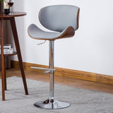 Modern Contemporary Swivel Walnut Bentwood Lift Adjustable Height Bar Stool with Curved Seat and B347P352940