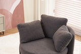 029-Teddy Fabric Swivel And Storage Chair With Back Cushion For Living Room,Dark Gray W527P166246