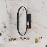 20x34 Inch Oval Recessed Medicine Cabinet, Metal Framed Bathroom Wall Cabinet with Mirror and W1435P201160