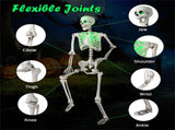5.5ft Life-Size Pre-Lit Halloween Skeleton - Built-In Green LED Lights , Fully Poseable 34901388