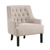 ZNTS Modern Traditional Accent Chair Chenille Upholstery Button-Tufted Solid Wood 1pc Living Room B011P182659