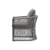 Modern Gray Curved Aluminum Lounge Chair with Stylish Rope-Weave Design and Cushioned Comfort, N767P237033G