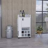 Fargo Bar Cart with Cabinet, 6 Built-in Wine Rack and Casters B200P188860