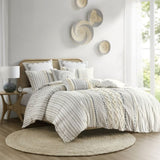 King/Cal King Cotton Printed Duvet Cover Set with Chenille B03596528