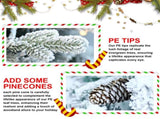 4.5FT Flocked Christmas Tree Pot Base, 150 Warm White LED Lights, 720 Tips, PEPVC Branches T3637P343839