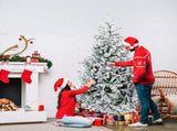 7 FT Pre-lit Snow Flocked Christmas Tree, Artificial Hinged Xmas Pine Tree with 1100 Branch Tips, 02996300