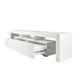 ZNTS Modern gloss white TV Stand for 80 inch TV , 20 Colors LED TV Stand w/Remote Control Lights W33146709