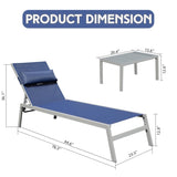 Patio Chaise Lounge Set of 3, Aluminum Pool Lounge Chairs with Side Table, Outdoor Adjustable W1859P172252