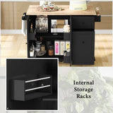 Kitchen Island with Drop Leaf, 53.9" Width Rolling Kitchen Cart on Wheels with Internal Storage Rack WF312383AAB