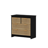 4 Drawers Rattan Cabinet,for Bedroom,Living Room,Dining Room,Hallways,Easy Assembly, Black W757137660