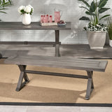Modern Outdoor Aluminum Dining Bench, Dark Gray 66537.00DGRY