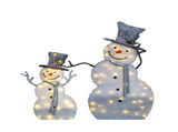 Set of 2 Lighted Snowman with Top Hat Christmas Decorations, Pre-lit 2D Holiday Decor with 80 Warm 25364656