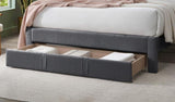 Contemporary 1pc Queen Size Bed w Storage Drawer Charcoal Corduroy Texture Design Platform Bedframe B011P238966