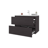 Smoot Floating Vanity with Two Drawers and Sink, Wengue B128P314804