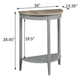 ZNTS Grey Oak and Grey Half Moon Console Table with Bottom Shelf B062P181397