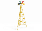 6.2ft Yellow 5-Blade Iron Windmill with Tripod Stand 75355345