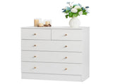 4-Tier 5-Drawer Bedside Table with Matte Gold Handles Particleboard with Textured Melamine Finish 97060618