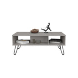 Coffee Table 15.7" H, with 4 Legs and 2 Shelves, White B097P250888