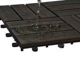Acacia Wood Interlocking Deck Tiles Checker Pattern, 10PCS 12" x 12" Square Dark Brown Acacia 21276083