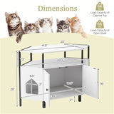 ZNTS White litter box, polygonal cat house, cat furniture, living room cabinet 70378718