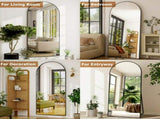 71" x 30.2" Arched Large Full Length Mirror Wall Mounted Floor Mirror with Stand, Black 72082186
