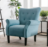 ZNTS Stylish Living Room Furniture 1pc Accent Chair Blue Button-Tufted Back Rolled-Arms Black Legs Modern B01167613