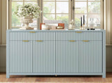 Modern Wave-Pattern Sideboard Cabinet with 2 Drawers and 4 Doors, 3-Level Adjustable Shelves, N711P269068C