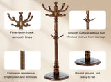 Freestanding Wooden Coat Rack, Vintage Natural Birch Wood Coat Tree with Hooks, Sturdy Hall Tree for 78593555