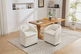 059-Set of 1 Chenille Fabric Dining Armchair With Back Cushion and Universal Wheels,Beige W527P242555