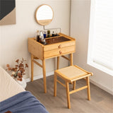 Bamboo vanity with mirror and 2 storage drawers 99206002