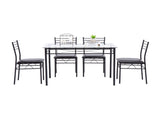 Iron Glass Dining Table and Chairs Black One Table and Four Chairs PU Cushion 36919194